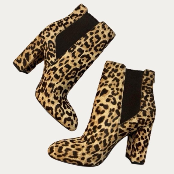 Sam Edelman Cheetah Print Booties Size 7 – Block Heel Ankle Boots - Picture 1 of 9